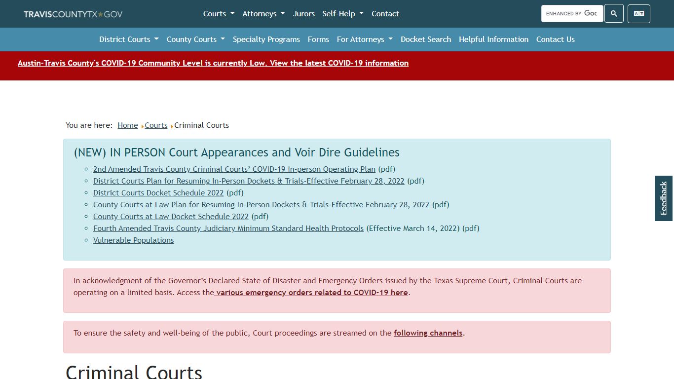 Criminal Courts - Travis County, Texas